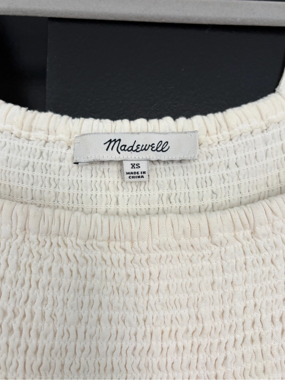 Madewell Cream Smocked Bodice Midi Dress with Flutter Sleeves - Picture 2 of 4